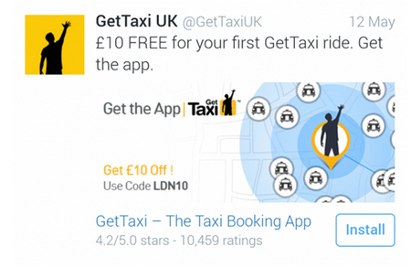 реклама gettaxi, реклама в твиттере